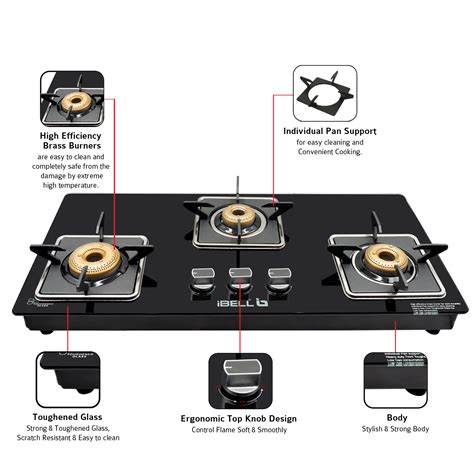 toughened glass top gas stove